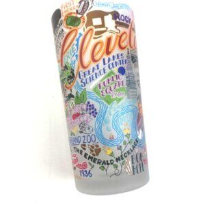 Cleveland Highball Tall Glass CatStudio 2017 Landmarks Ohio Frosted 6" Barware